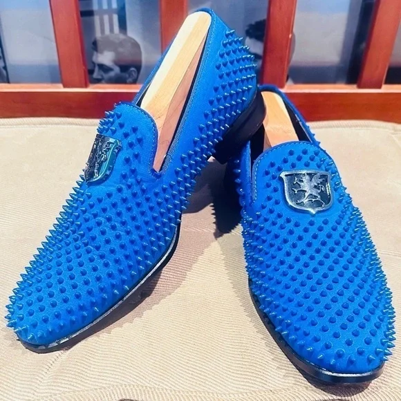 Stacy Adam’s Royal Blue Sabre Spiked Loafers. - Picture 1 of 16